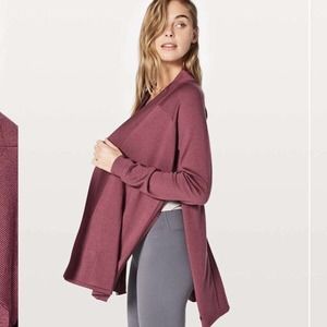 Lululemon Blissful Zen Cardigan Sweater Merlot Red Long Sleeve Open Front